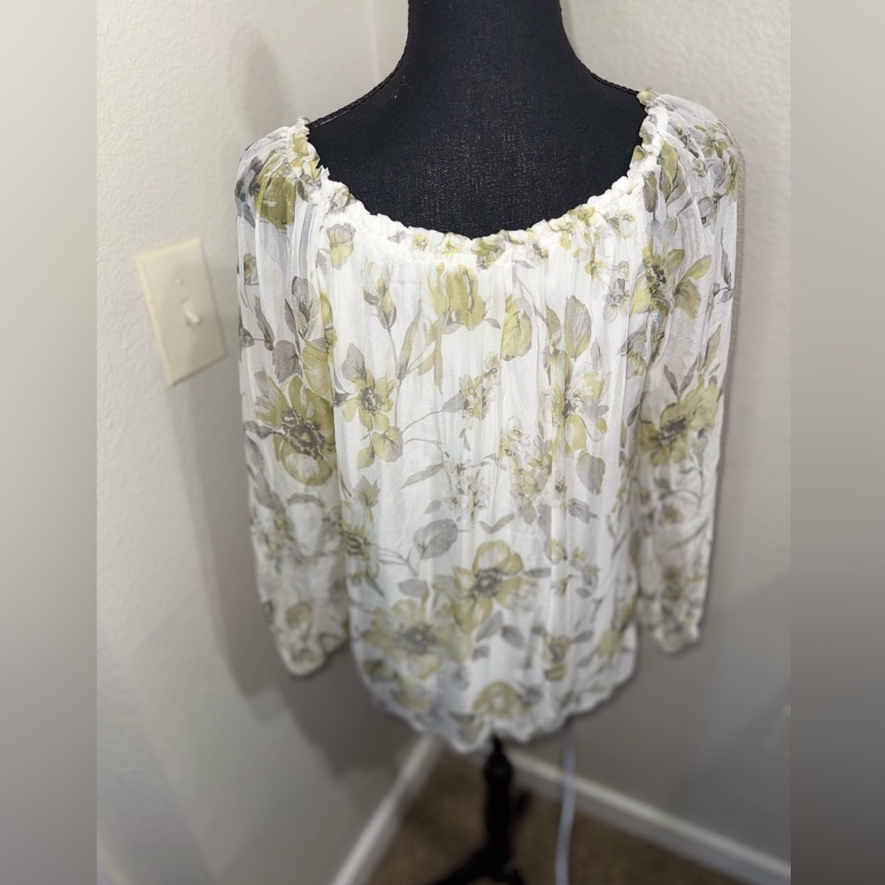 Rosemarine 100% Silk Floral Balloon Hem Blouse Made in Italy- Size Medium - Picture 8 of 11